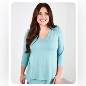 Latched Mama 3/4 sleeve nursing shirt in robin’s egg blue